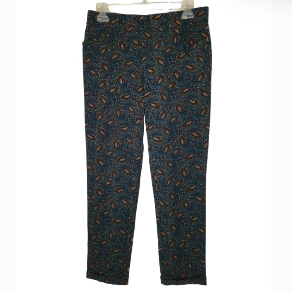 ZARA WOMEN'S PAISLEY PRINT CUFF HEM TROUSER SZ MEDIUM